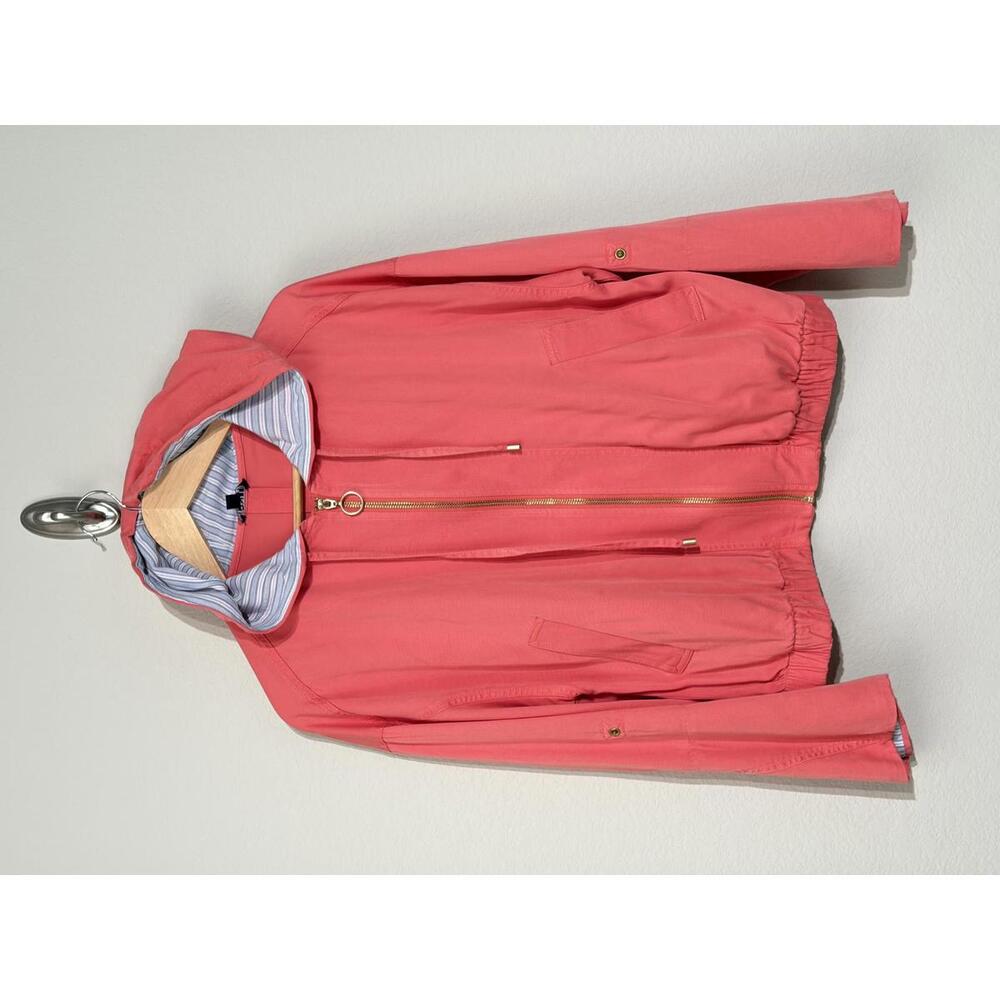 Lightweight Y2K Trench Bomber Style Coastal Grandma Spring Jacket Coral Size L